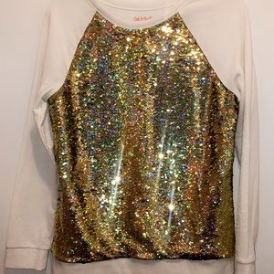 Cat & Jack Gold/Cream Sequin Sweater.